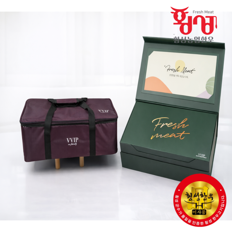 강원더몰,횡성농업한우 1+등급 횡성한우 명품 선물 세트 6구 등심 구이용 로스 2.4kg