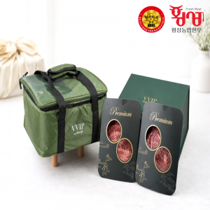 횡성농업한우 1+등급 횡성한우 명품 선물 세트 3구 등심 구이용 로스 1.2kg